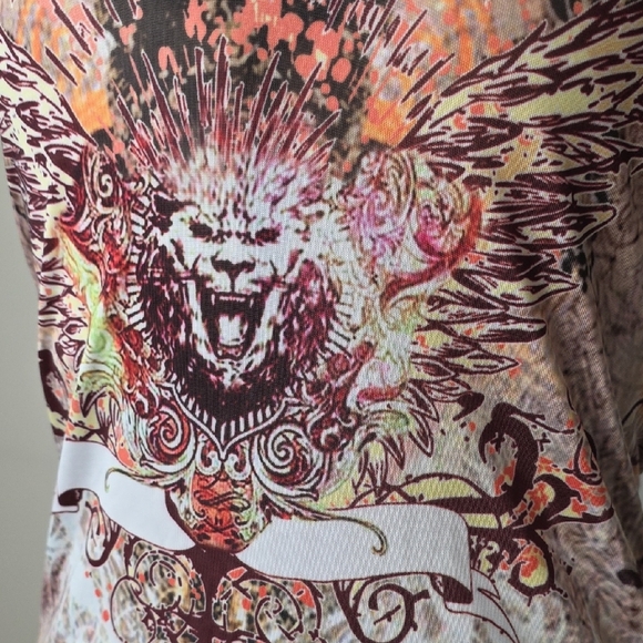 NESS Embellished Graphic Top – Gothic lion Print with Mesh & Sequins – Size S - Picture 3 of 13